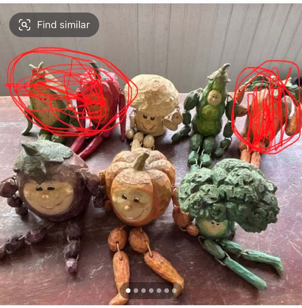 Vintage Anthropomorphic Vegetable Fruit Shelf Sitters Lot of 5